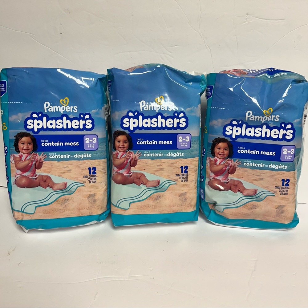 SEALED Pampers Splashers Kids Swim Trunks‎ - Size 2-3 (13-24 lbs) (lot of 3)